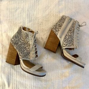 Jeffrey Campbell leather open toe cutwork booties